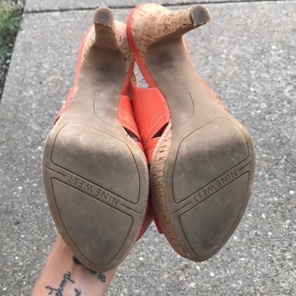Nine West Presidayo orange cork stiletto - Picture 3 of 6